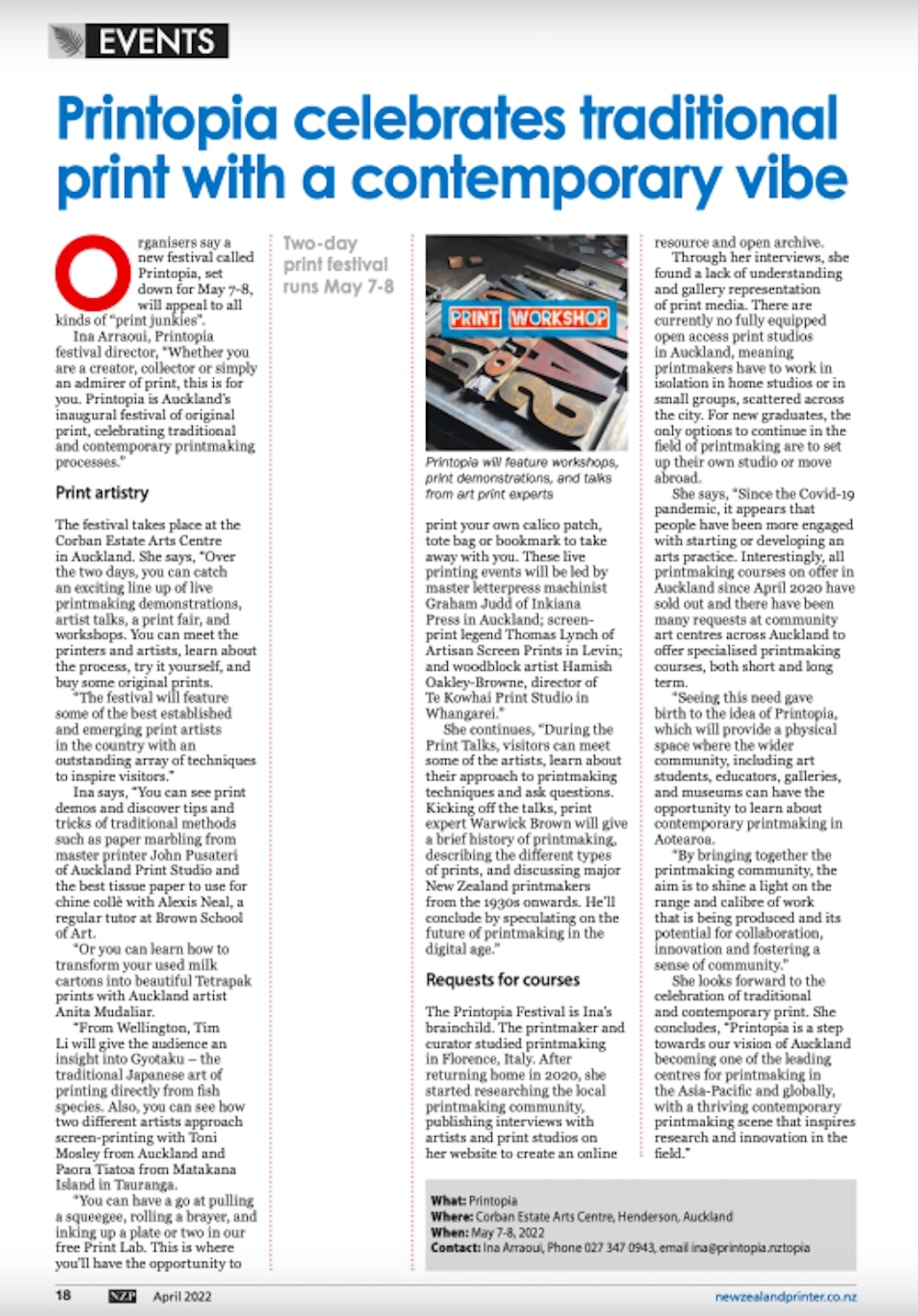 New Zealand Printer Magazine  Issue: April 2022, pg. 18